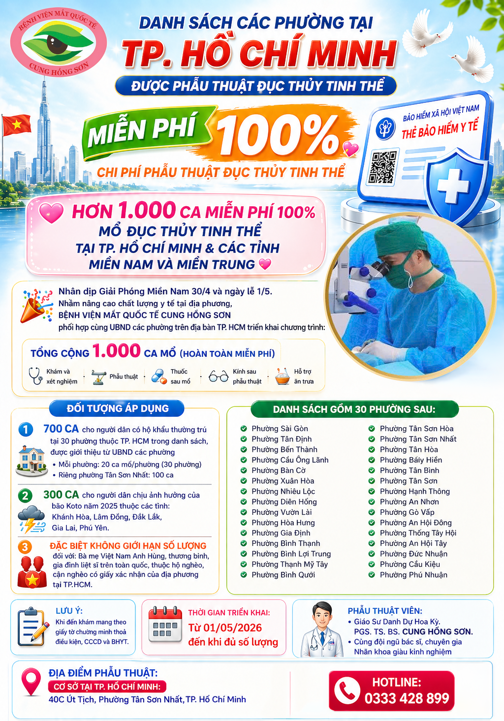 💖HƠN 1.000 CA MIỄN PHÍ 100% MỔ ĐỤC THỦY TINH THỂ TẠI TP. HỒ CHÍ MINH & CÁC TỈNH MIỀN NAM VÀ MIỀN TRUNG 💖